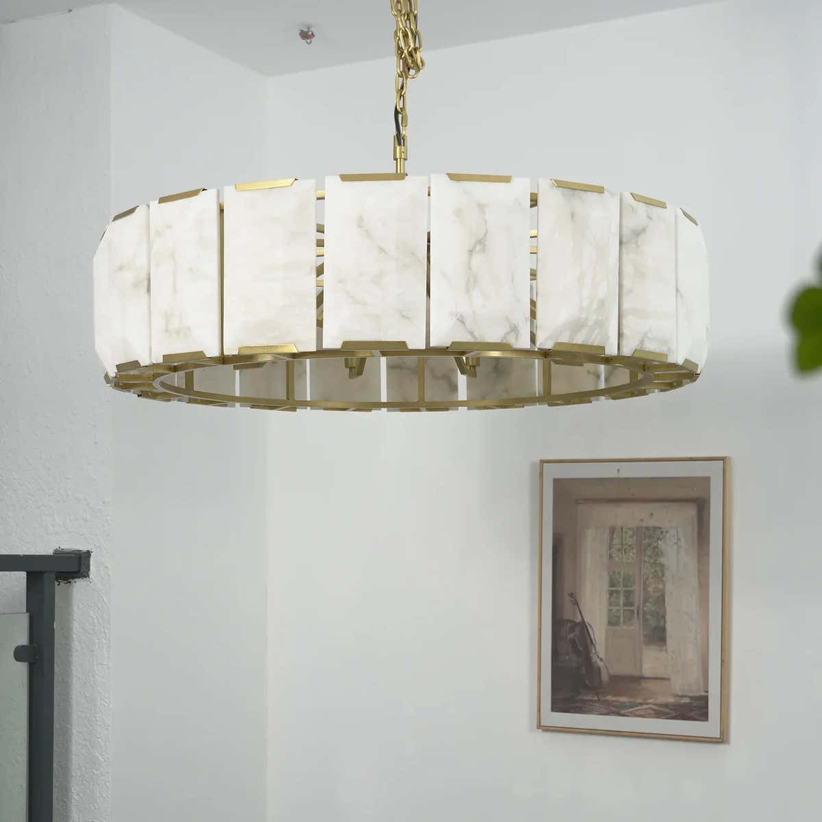Round Alabaster Calcite Chandelier