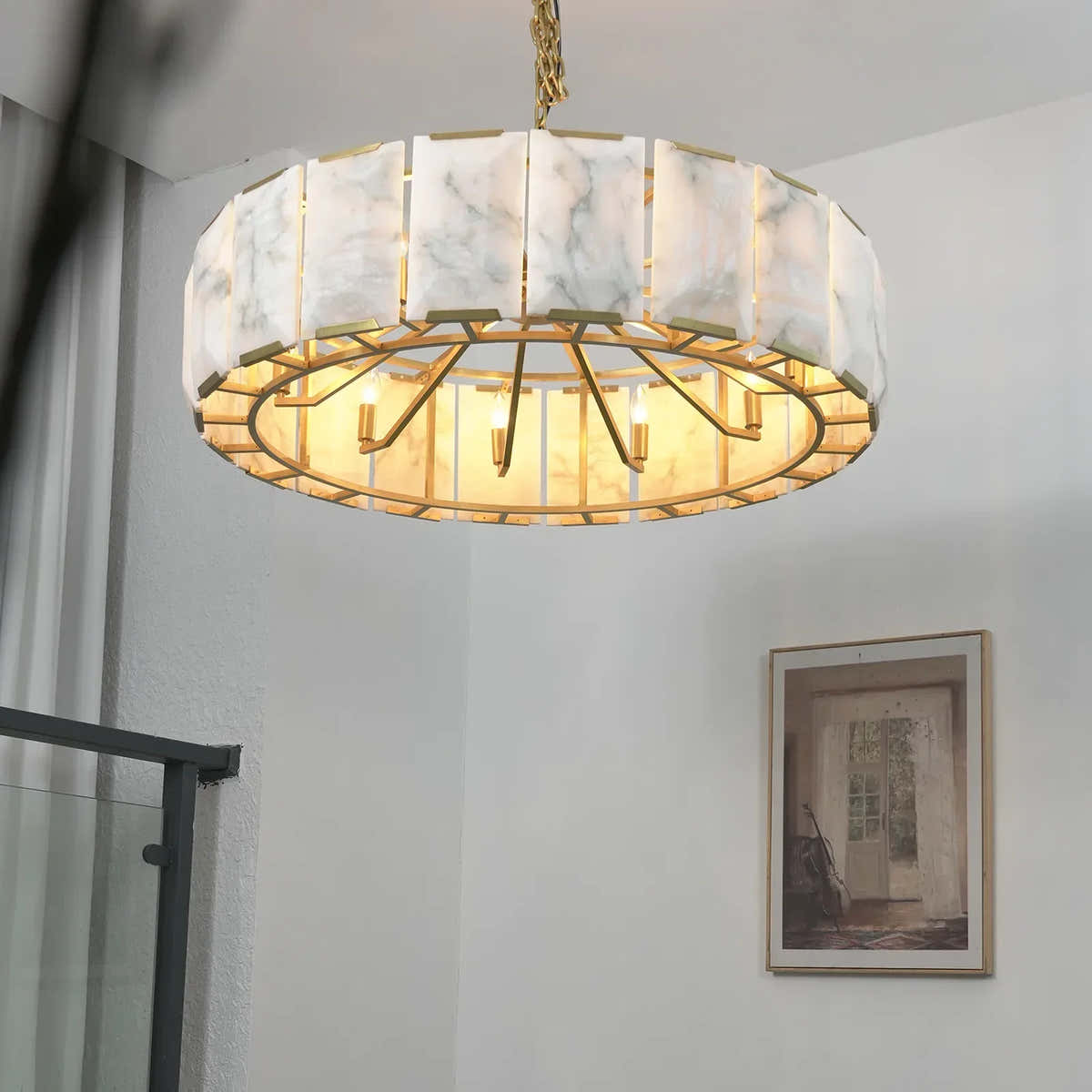 Round Alabaster Calcite Chandelier