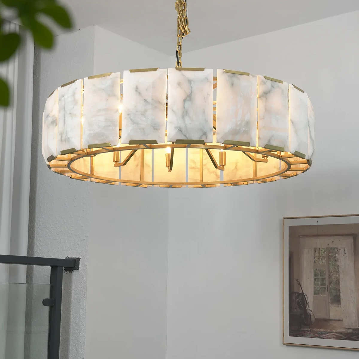 Round Alabaster Calcite Chandelier