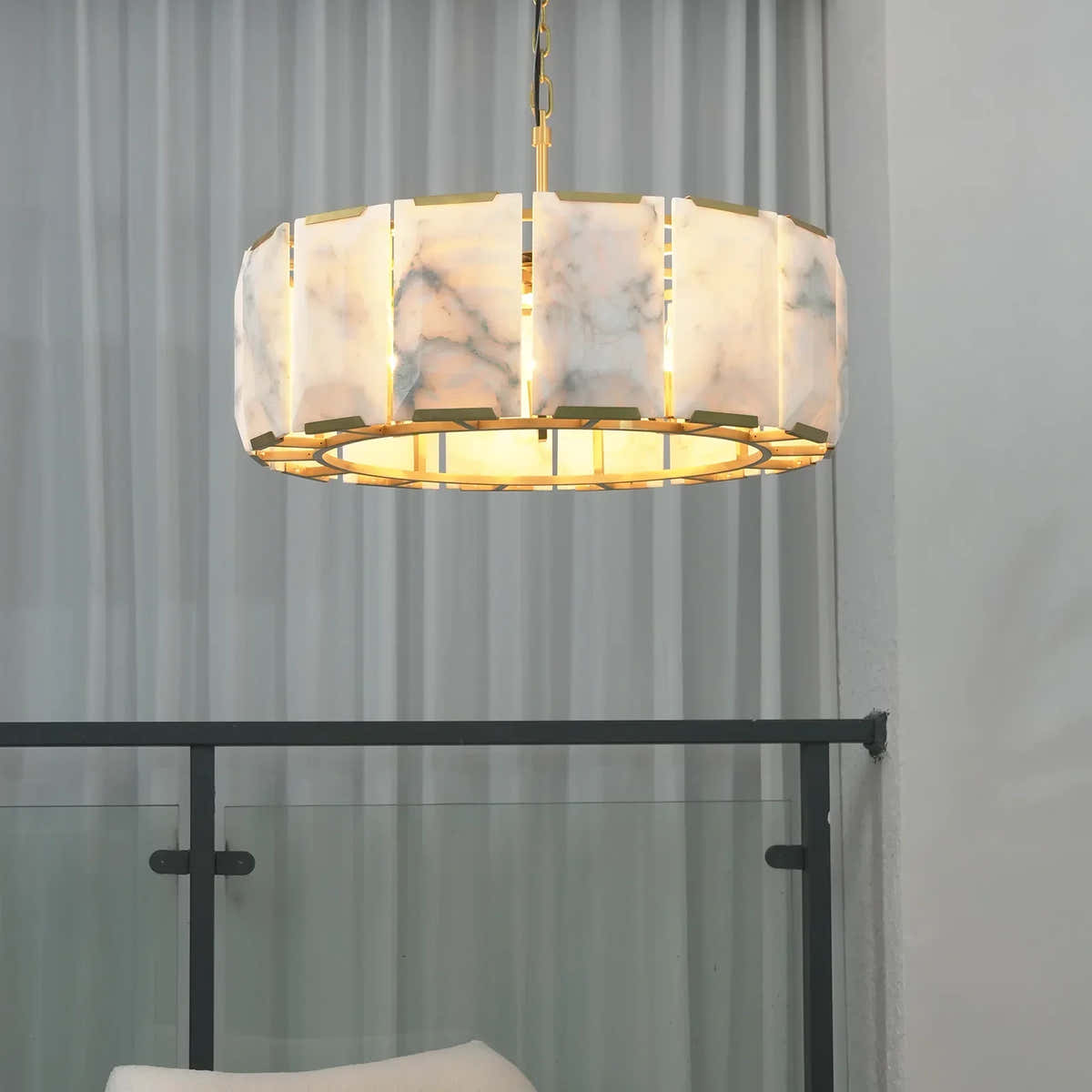 Round Alabaster Calcite Chandelier