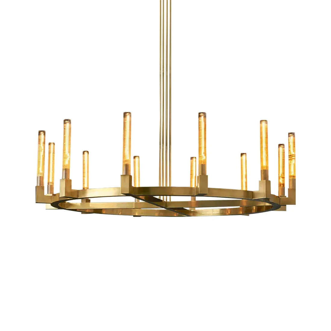 Round Brass Linear Chandelier